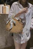 Women's Summer Beach  Woven Straw Pull Rope Handbag