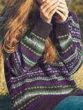 Long Sleeve Color-Block Tribal Sweaters