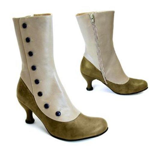Women's Vintage Leather Platform High Heels Punk Boots