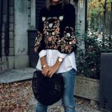 Sweet Retro Chic Loose Embroidery Long Sleeve Knitting Sweater
