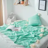 Tasseled Pompom Triming Knit Blankets