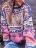 Color-Block Tribal Long Sleeve Sweaters