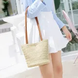 Bag - Ladies One-shoulder Bucket Straw Bag