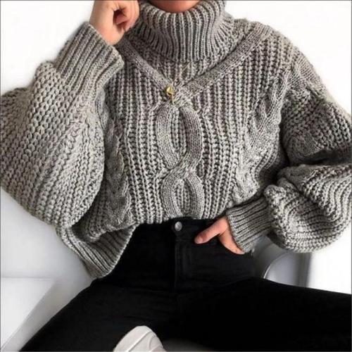 Fashion Women's Solid Color Turtleneck Sweater