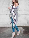 Long-Sleeved Irregular Printed Cardigan