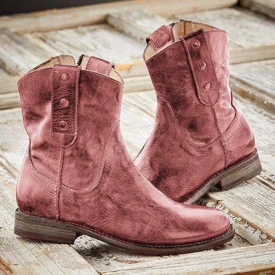 Women Casual Vintage Boots With Side Zipper