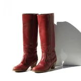 Women Round Toe Chunky Heel Boots