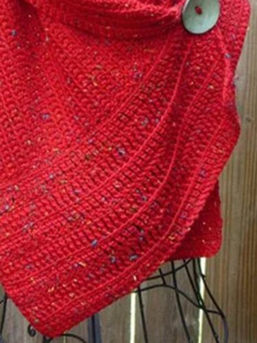 Red Sleeveless Knitted Solid Scarves & Shawls