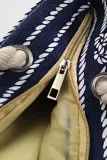 Women's Beach Casual Striped Zipper Canvas Tote Bag