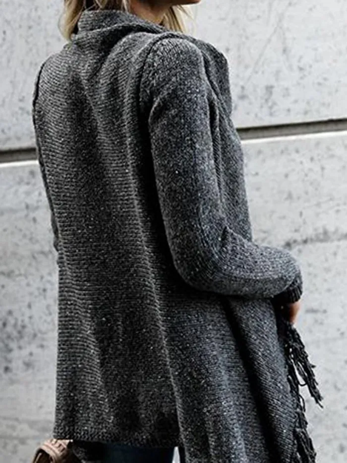 H-line Long Sleeve Plain Knitted Cardigan