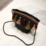 Women Tassel Straw Basket Bag Daytime Beach Shoulder Bags