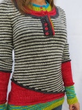 Color-Block Striped Long Sleeve Women's Sweaters