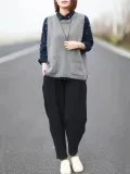 Coffee Casual Buttoned Tanks & Cami