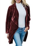 Long Sleeve Solid Casual Velvet Cardigans