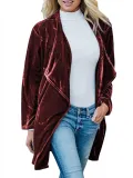 Long Sleeve Solid Casual Velvet Cardigans