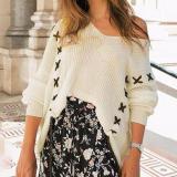 Fashion V Collar Loose Long-Sleeved Sweater Top