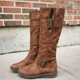 Women's casual buckle zipper boots