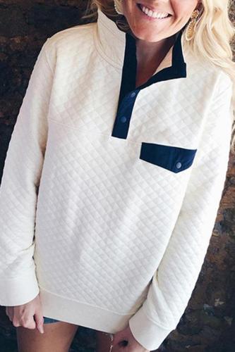 Fashion Turtle Neck Pocket Button Long Sleeve Sweatershirt