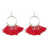 Bohemia Style Colorful Thread Tassel Pendants Big Round Hoop Earring