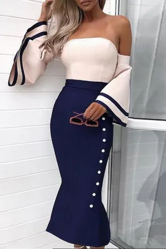 Sexy Off-The-Shoulder Fishtail Bodycon Dress