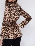 Fashion Leopard Print Long Sleeve Belt Coat