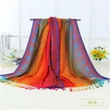 Rainbow Cotton Jacquard Scarves Shawls Silk Scarfs