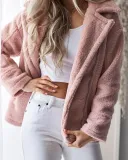 Fashion Zipper Pocket   Lapel Cardigan Long Sleeve Jacket Coat