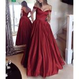 Fashion Off-Shoulder Pure Colour Evening Dress