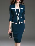 Scoop Neck  Colouring Bodycon Dress   Professional Dress