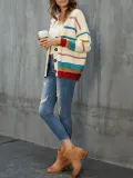 Beige Long Sleeve V Neck Sweater