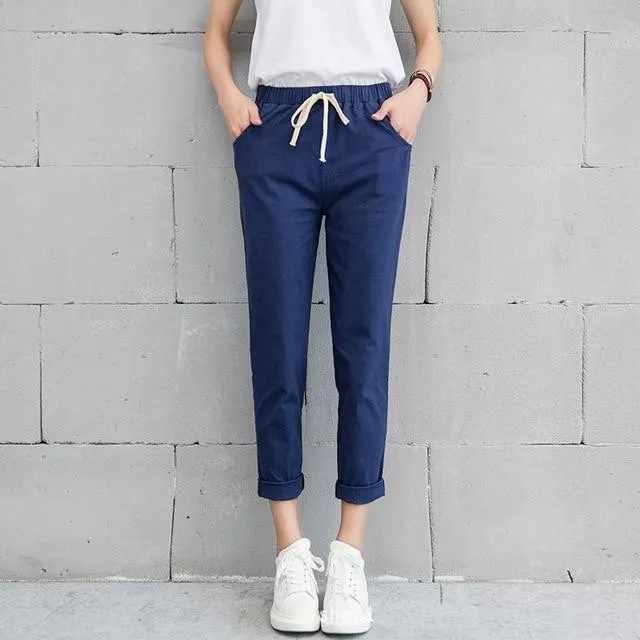 Cotton Linen Pants Ankle Length Haren Pants