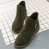 Green Slip-On Women's Suede Ankle Boots
