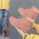 Women Autumn Winter Fur Ankle Boots Waterproof Slip on Shoes Snow Boots