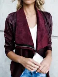 Lapel  Zipper  Plain Jackets