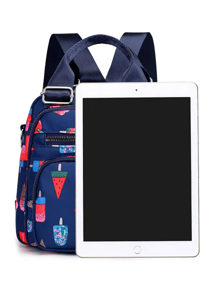 Floral Nylon Zipper Backpacks Crossbody Bags