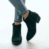 Chunky Heel Closed Toe Women Boots