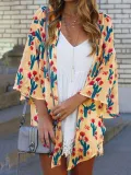 Casual Printed Colour Halflong Sleeve Cardigan