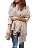Solid Shawl Collar Casual Knitted Sweater
