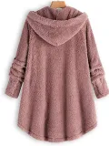 Fashion Irregular Button Pure Colour Plush Coat