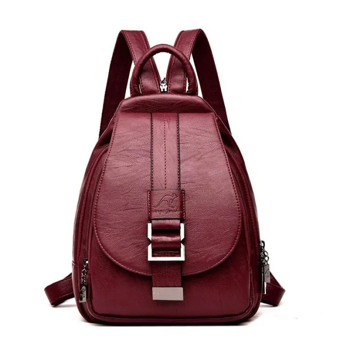 2 in 1 Women Leather Backpack+Crossbody Sling Shoulder Bag