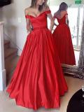 Fashion Off-Shoulder Pure Colour Evening Dress