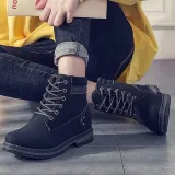 Women Autumn Winter Fur Ankle Boots Waterproof Slip on Shoes Snow Boots