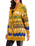 Casual Paneled Animal Cotton Sweater