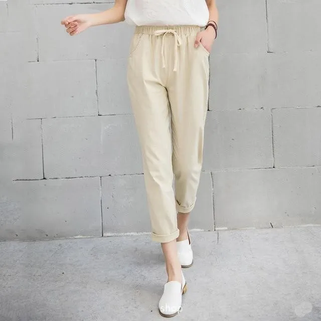 Cotton Linen Pants Ankle Length Haren Pants