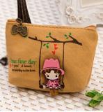 Printed Canvas Bag Coin Bag Super Cute Little Girl Cute Swing Zero Wallet