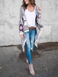 Long-Sleeved Irregular Printed Cardigan