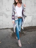 Long-Sleeved Irregular Printed Cardigan