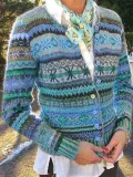 Vintage Long Sleeve Tribal Printed Cardigan