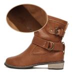 Buckle Strap Boots Women Mid-Calf Shoes