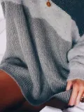 Paneled Striped Long Sleeve Crew Neck Sweater